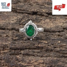 Black Friday Deal Oval Natural Green Onyx Promise Band Ring Jewelry 925 Silver