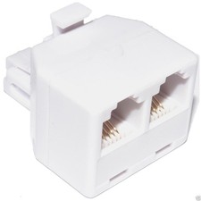 RJ11 4 Wire 2 Way Adapter Dual RJ11 Sockets to RJ11 Plug Splitter Phone 