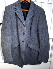 Harry Hall Damen 40" Marine/Grau Fischgr&auml;t Wolle Tweed Show Hack Jacke
