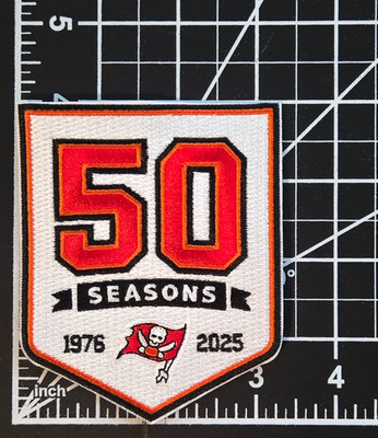 Tampa Bay Buccaneers 50 Seasons 4'' Iron On Embroidered Patch Free Tracking!