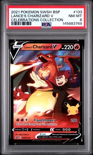 2021 POKEMON SWSH PROMO CELEBRATIONS COLLECTION LANCE'S CHARIZARD V PSA 8
