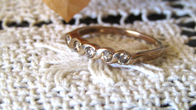 9 Karat Gold Diamant Ring Gr. 6,5, colorierter 6 Steine Diamant Halb Ewigkeit Ring