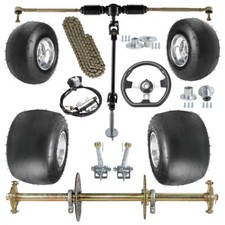 32" Go Kart Rear Axle Kit Front Steering Assembly 5" Racing Wheels Drift Trike