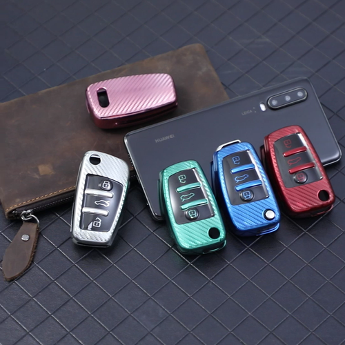 Carbon Green Audi Key Cover Case Fob A1 S1 A3 S3 A4 S4 A5 S5 A6 TT Q3 Q7 t58cf* - Video 1 of 1