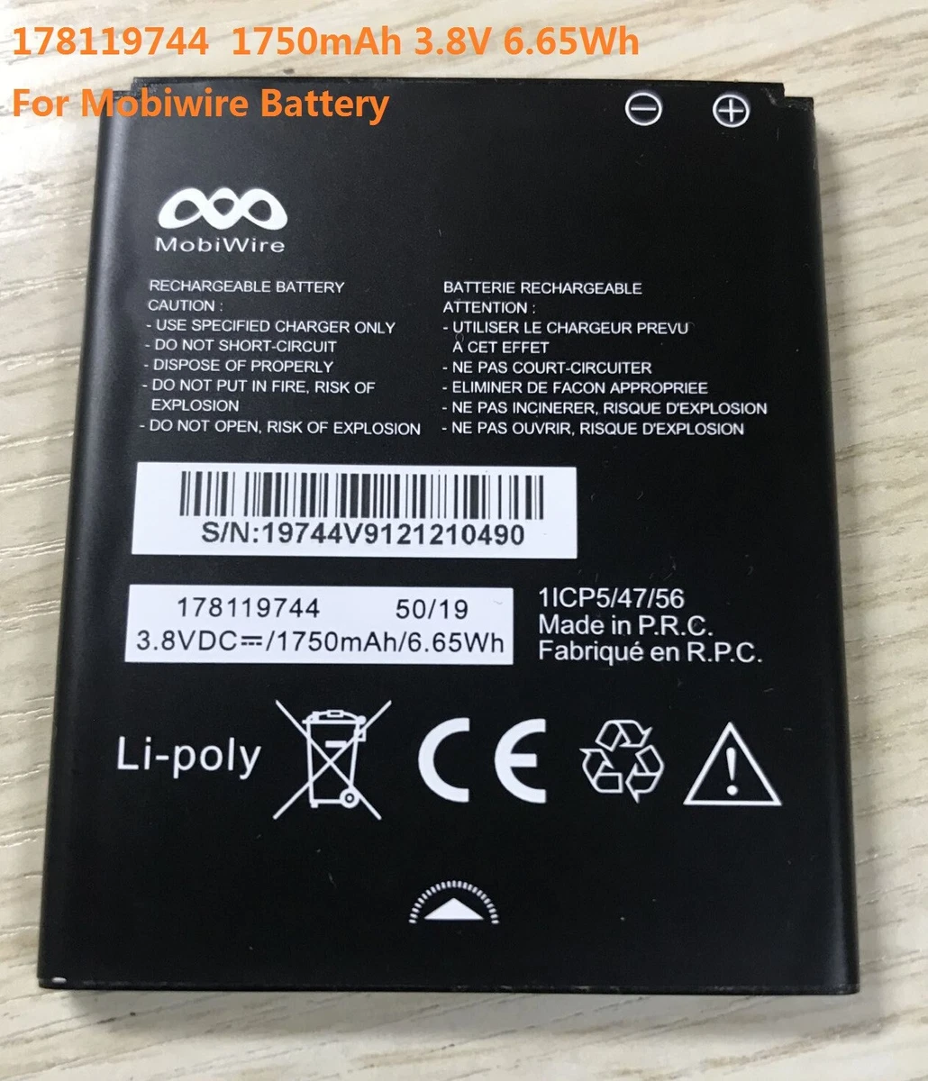 178119744 New Genuine Li-ion Battery 1750mAh 3.8V For Mobiwire  