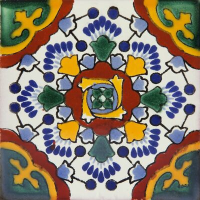Set of 30 Mexican Ceramic Tiles 4x4 - Mosaic Wall Tiles in One Design - Ricarda