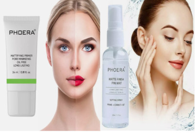 PHOERA Mattierende Grundierung & Abbindespray langanhaltend ölfrei Duo mattes Finish