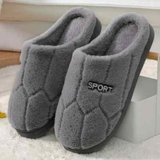 Men Winter Cotton Slippers Warm Stripe Plush Cotton Shoes Soft Sole Furry Slides