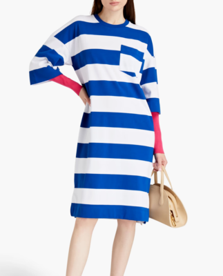 Ganni Daphne Striped Cotton-blend Jersey Midi Dress In Cobalt Blue L XL for  sale online | eBay UK