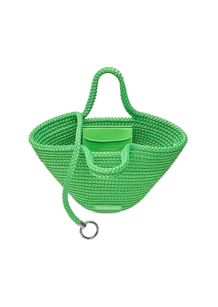 BALENCIAGA TOTE BAG SMALL IBIZA BASKET WOVEN RAFFIA BEACH
