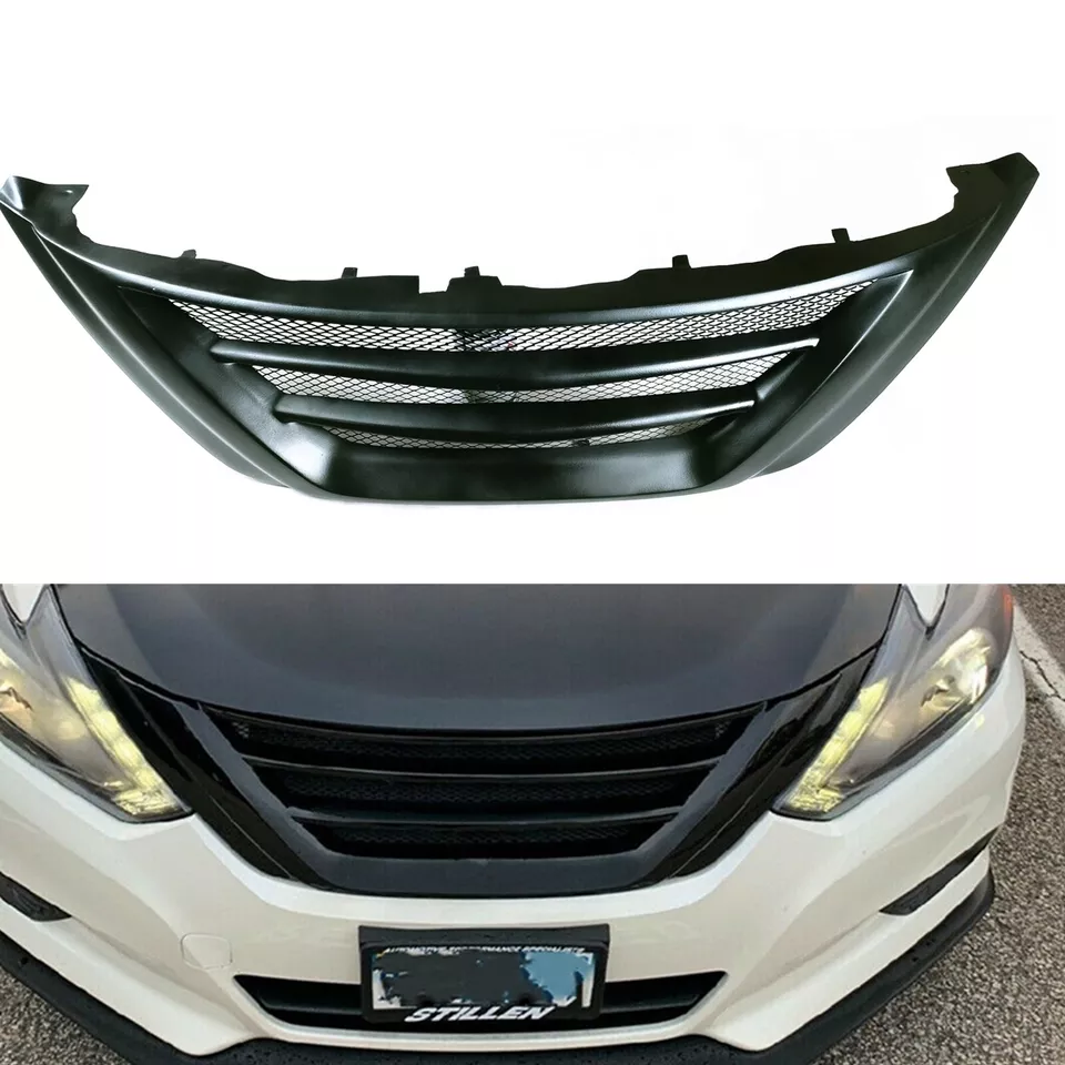 Matte Black Front Bumper Mesh Grille Grill For Nissan Teana Altima 2016-2018 ABS - Image 2 of 4