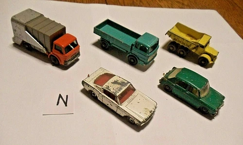 5 OLD VINTAGE MATCHBOX LESNEY DIE CAST TOY CAR TRUCK PARTS OR RESTORE LOT