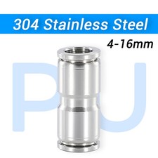 METAL PUSH IN METRIC STRAIGHT CONNECTORS, NICKEL PLATED BRASS 4mm-16mm