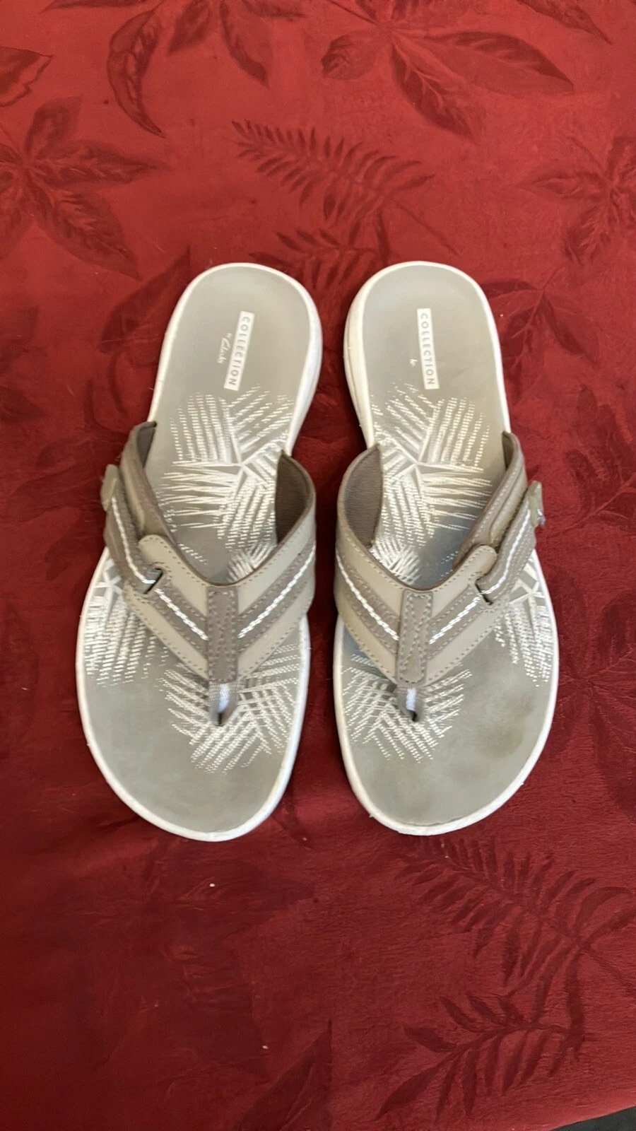 Infradito perizoma Clarks Collection marrone chiaro taupe tessuto in pelle taglia 9M EU40 donna