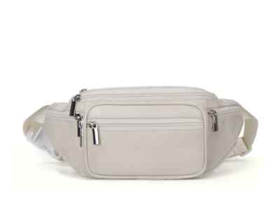 Noblag Leather Unisex White Belt Bags Multi Compt. Sling Bags Fanny Pack Black