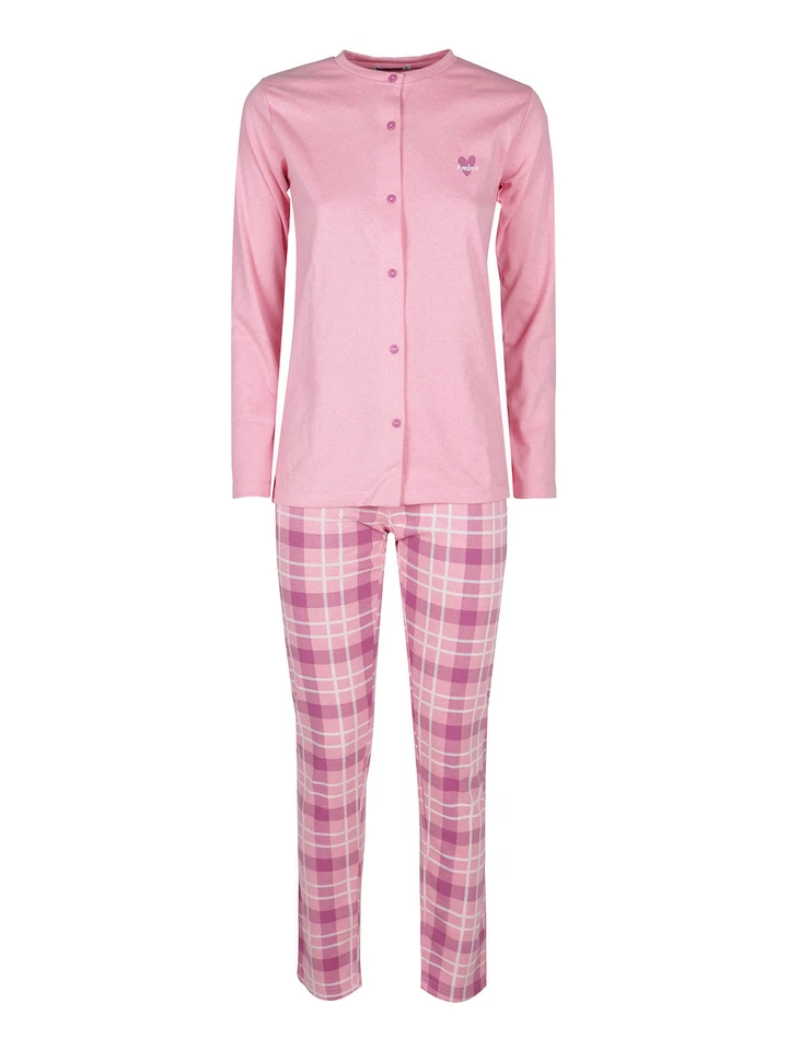 Linea Ambro Pigiama aperto da donna con pantaloni a quadri - Imagen 2 de 3