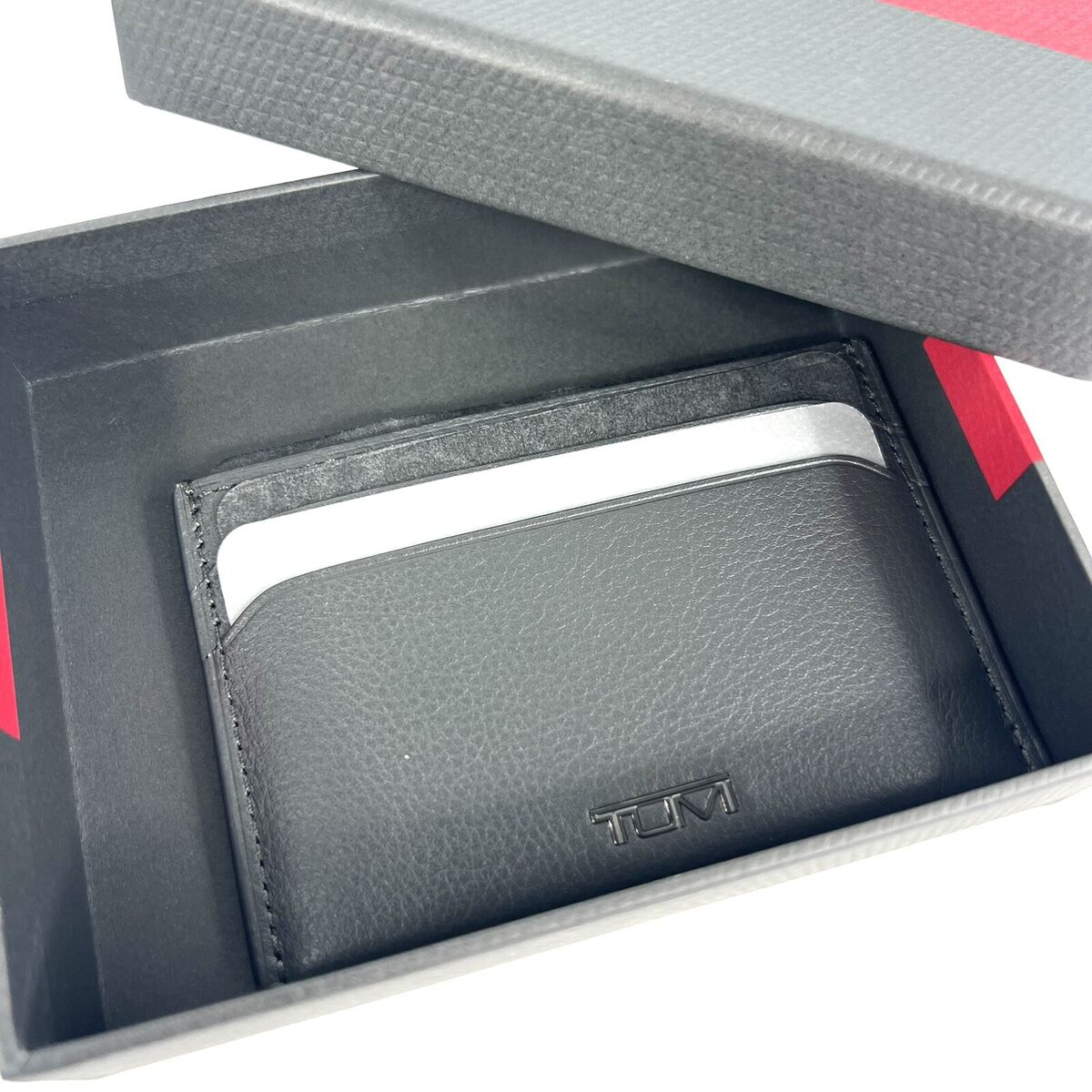 TUMI Nassau SLG Slim Card Case Grey Textured Leather with ID TUMI Nassau SLG Slim Card Case Grey Textured Leather with ID
