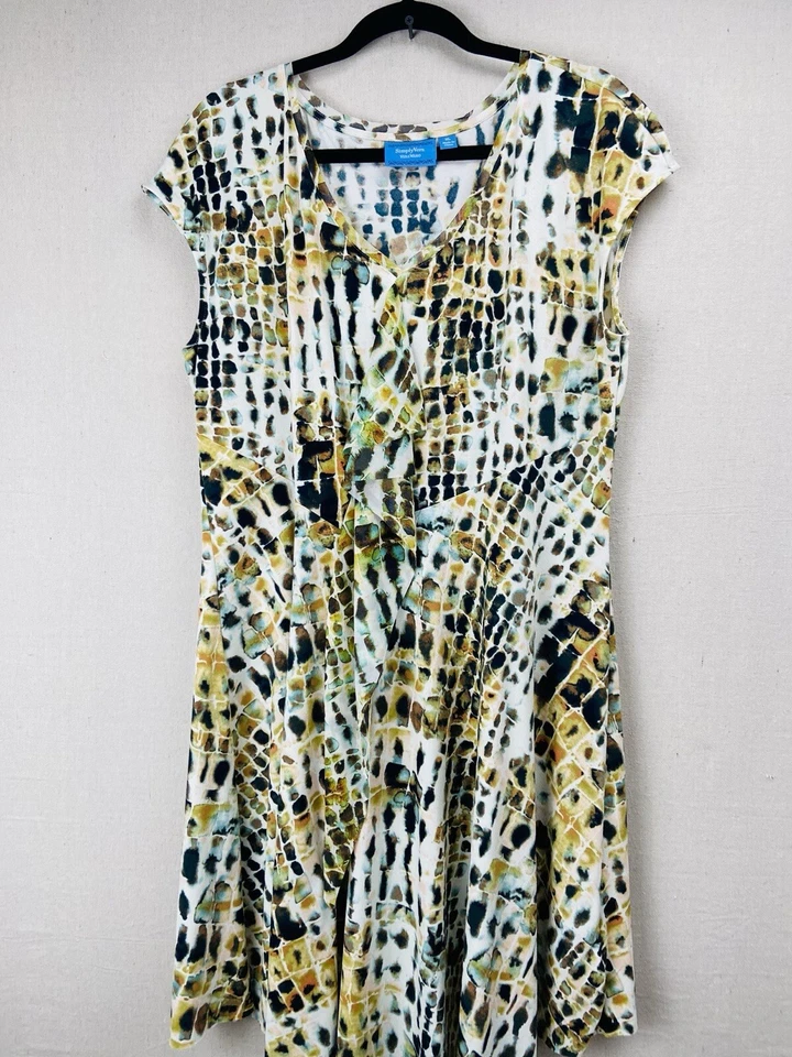 Vestido Simply Vera Wang XL Estampado Abstracto Ajuste Acampanado Fácil Estilo de Viaje Ventoso Foto 4 de 4