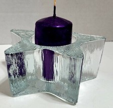 Votive Candle Holder, Clear Glass, Star shaped,