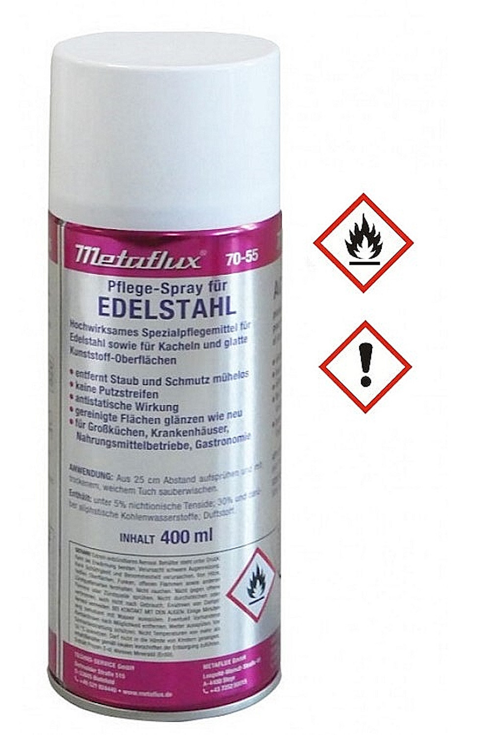 Metaflux Edelstahl Pflegespray 400 ml Spray Schutz Reiniger ‍ auch Aluminium