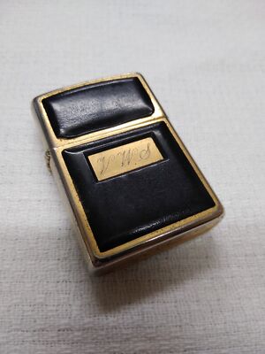 Vtg 1993 Zippo Cigarette Lighter Ultralite Black/Gold Engraved