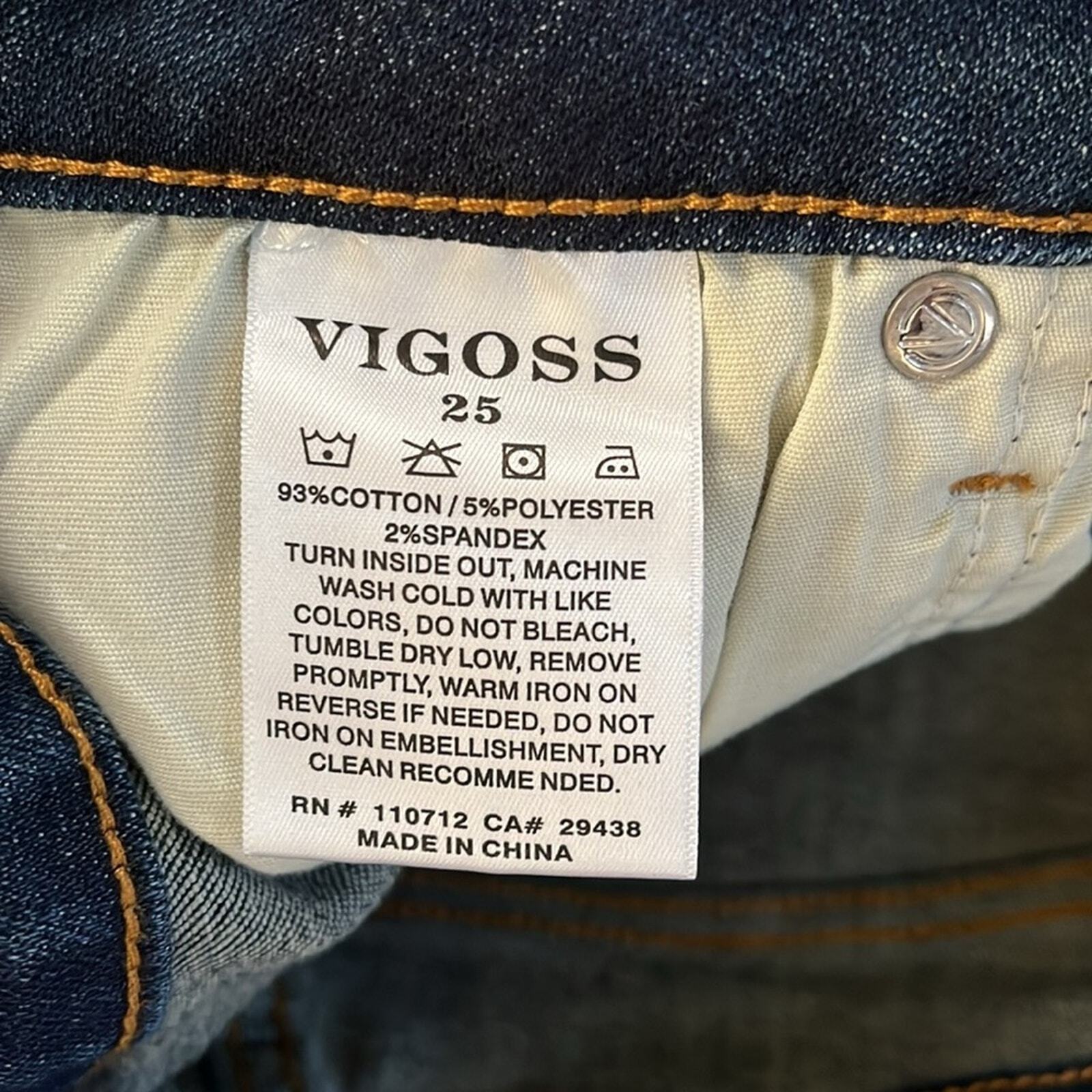 Vigoss Jagger Boot Cut Blue Jeans Womens Stretch Size 25 Waist Inseam 32 Inch