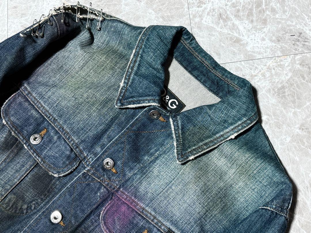 Dolce&Gabbana Men XL 00S D&G Safety Pin Denim Jacket Archive Y2K