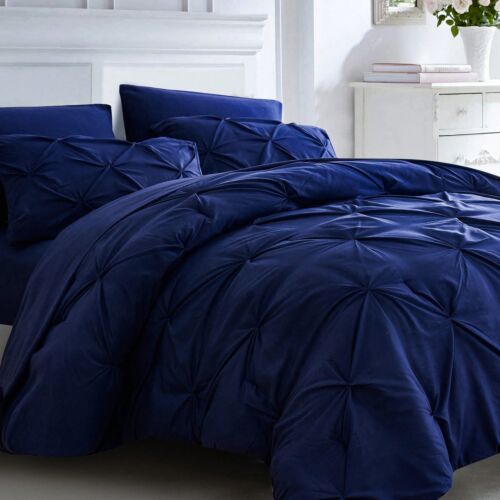 7pc Queen Comforter Set with Sheets – Pintuck Bed in a Bag, All-Season Bedding - Picture 60 of 91