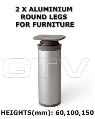 JS FURNITURE 2 x aluminium Legs for Furniture Cabinet footstool HEIGHTS 60 100 150 mm NM-77