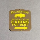 VINTAGE YELLOWSTONE SMOKEY BEAR PORCELAIN SIGN CAR GAS TRUCK MOTORCYCLE OIL