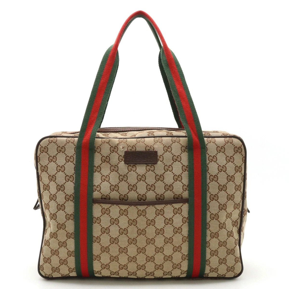 Sac fourre tout GUCCI GG toile ligne sherry sac bandoulière cuir kaki