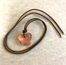 Swarovski Crystal Choker Necklace Pink Heart Brown Cord Love Pendant Swan Stamp 