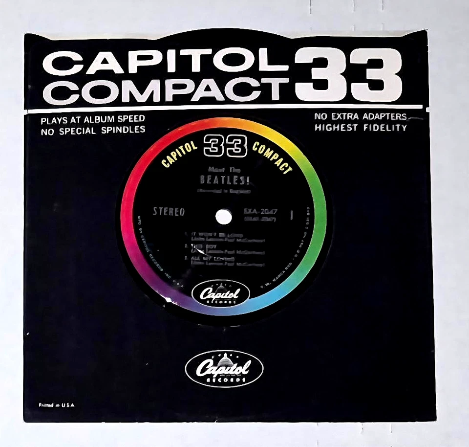 MEET THE BEATLES 1964 ULTRA MEGA RARE SXA-2047 CAPITOL COMPACT 33 EP WITH SLEEVE - Image 4 of 4