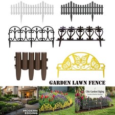 Lawn Border Fence 10PCS Plastic Wood Effect Garden Edging Picket Panels