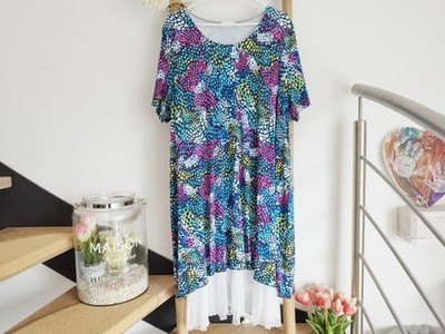 XXL 46 48 Mia Moda Kleid Sommerkleid blau pink bunt luftig leicht 