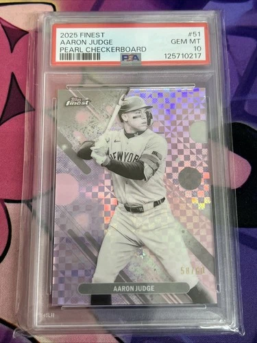 2025 Topps Finest Common Aaron Judge #51 Pearl Checkerboard Refractor /60 PSA 10