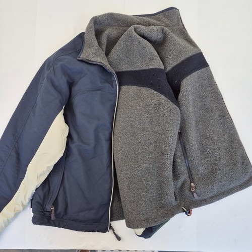 ABERCROMBIE & FITCH Jacket Large Grey Blue Mens Coat Full Zip Logo Reversible - Picture 6 of 11