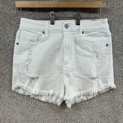 Euina Lulu Women's Shorts Size Small White Mid Rise Front Button Cut-Offs