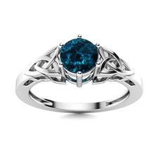 925 Sterling Silver 5MM Round London Blue Topaz Solitaire Celtic Shank Ring