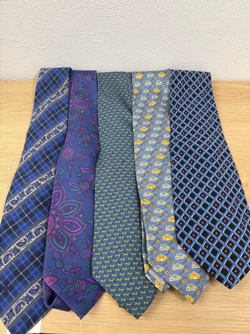 Lot of 5 Designer Ties: Ferragamo, Loewe, Bally, Valentino & More