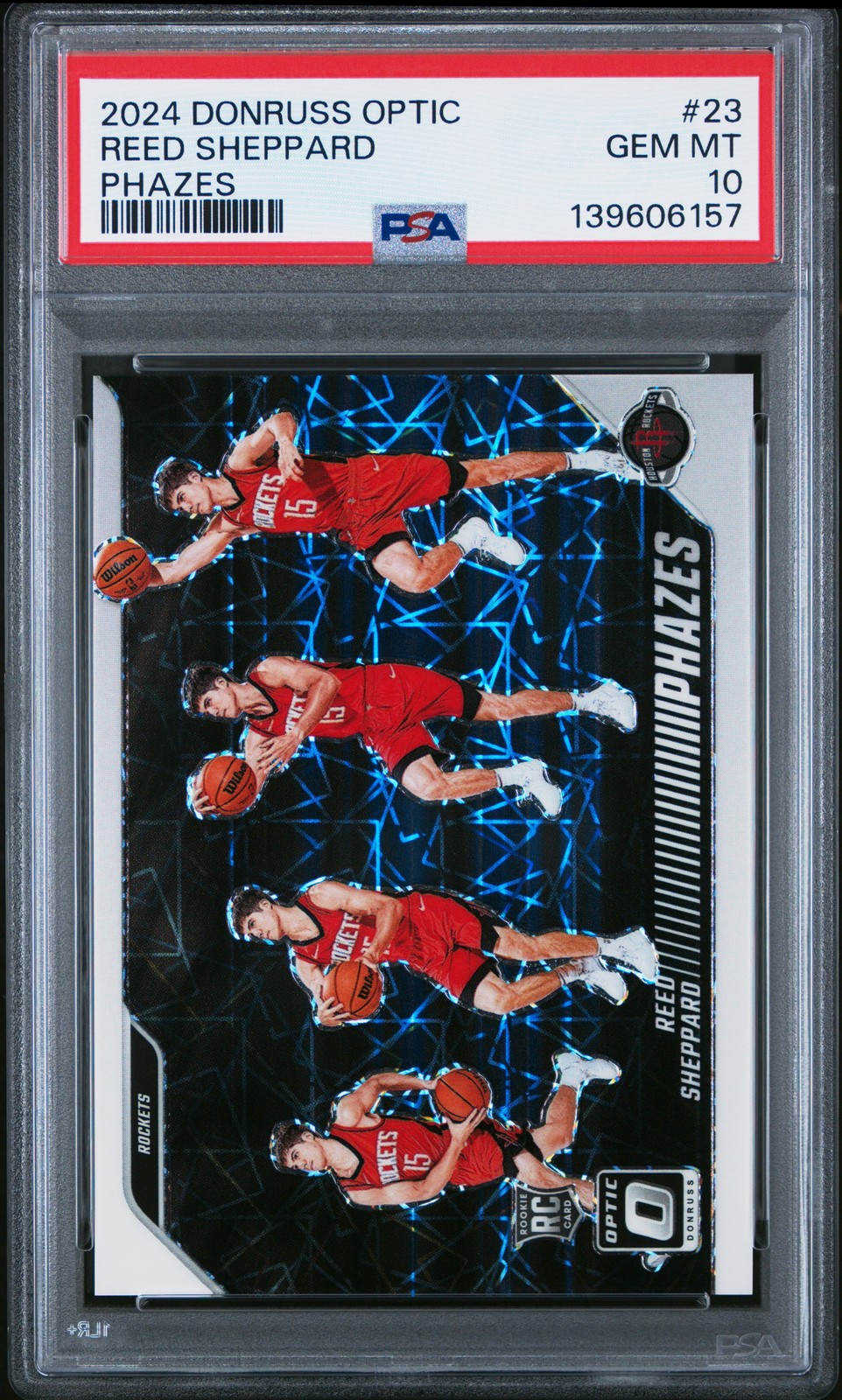 2024-25 Donruss Optic #23 Reed Sheppard Phazes PSA 10 RC Rockets