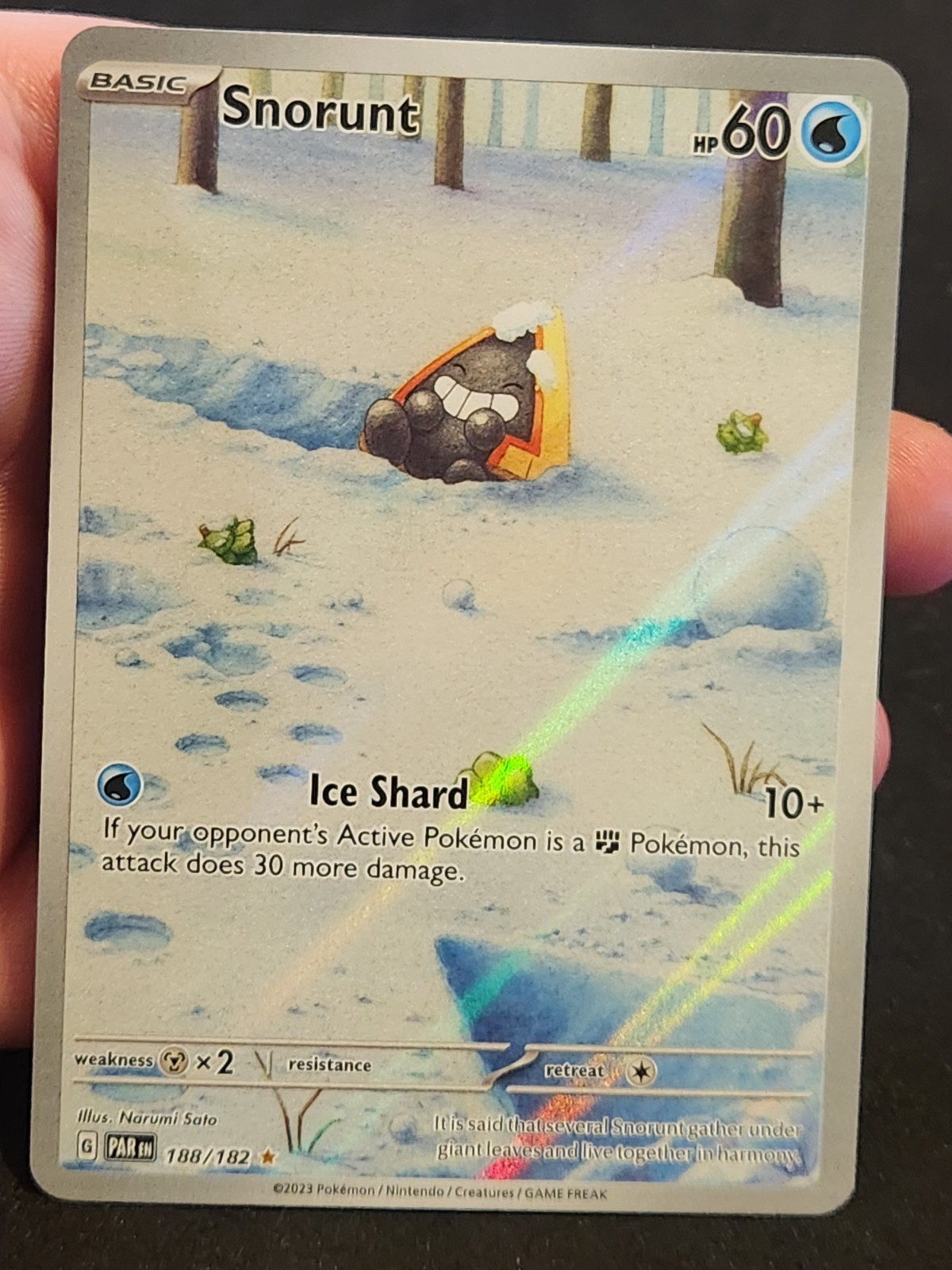 Pokemon TCG Snorunt 188/182 Illustration Rare, Paradox Rift, Near Mint Condition