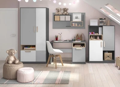 Ensemble Chambre Jeune 4 Pièces Graphite Gris Blanc Hêtre Ibsen 77589875 - Photo 1/4