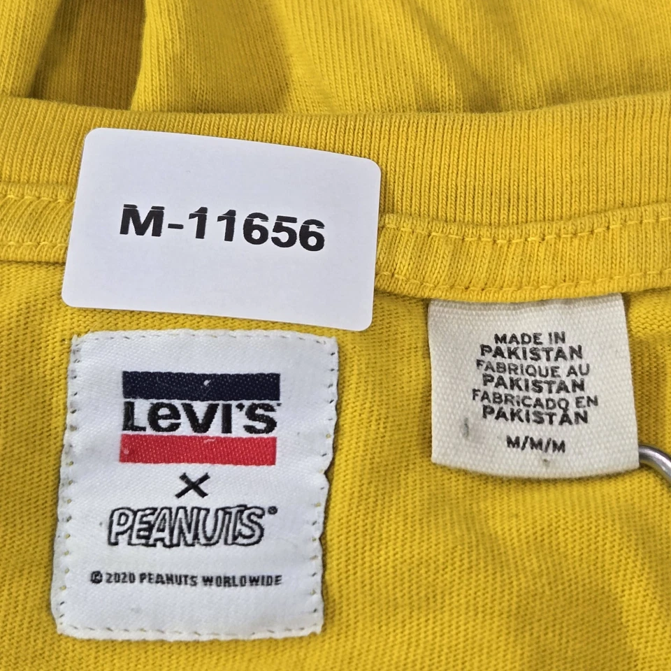 Camisa Levi's X Peanuts Hombre M Amarilla Logotipo Snoopy Bolsillo Manga Corta Foto 2 de 4