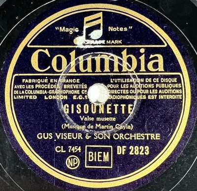 Gus Sucher: Martinoise / Gisounette DISQUE 78 TOURS RPM COLUMBIA DF 2823