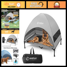 Elevated Outdoor Dog Bed with Canopy - Portable Cooling Shade Cot for Camping, B