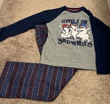 SLEEP ON IT BOYS CHRISTMAS FLEECE PAJAMA PANTS WITH SNOWMEN WHITE/BLUE L 12-14