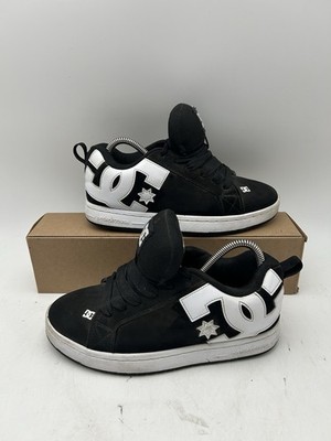 DC Court Graffik Black White Skate Shoes Men s US 7 Leather Sneakers 300529-01