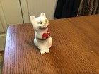 Mosser Glass Matte White  3” Sitting Cat, Peppermint Candy HP,  Signed,  #11/12 — photo 5