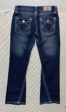 True Religion Flare Jeans Women Sz 28 Blue Denim Embroidered Usa Made W29 L31